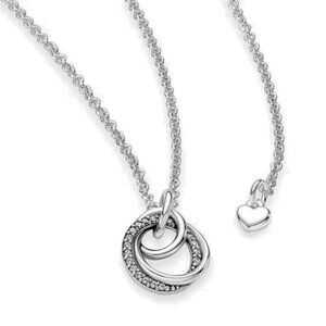 Silver Pandora Pendant Necklace Pendant Silver Chain Cubic Zirconia Necklace